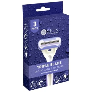 Skin Techniques Ladies Triple Blade Disposable Razors 3pk 3 Skin Techniques Ladies Triple Blade Disposable Razors 3pk