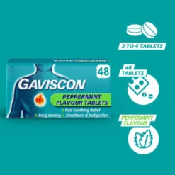 Gaviscon Chewable Tablets 48pk - Peppermint -Care Products Shop 379273 gaviscon 48 chewable tablets peppermint 3
