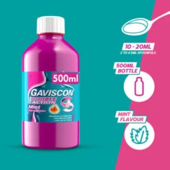 Gaviscon Double Action 500ml - Mint 10 Gaviscon Double Action 500ml - Mint -Care Products Shop 384992 gaviscon 500ml double action mint liquid 2